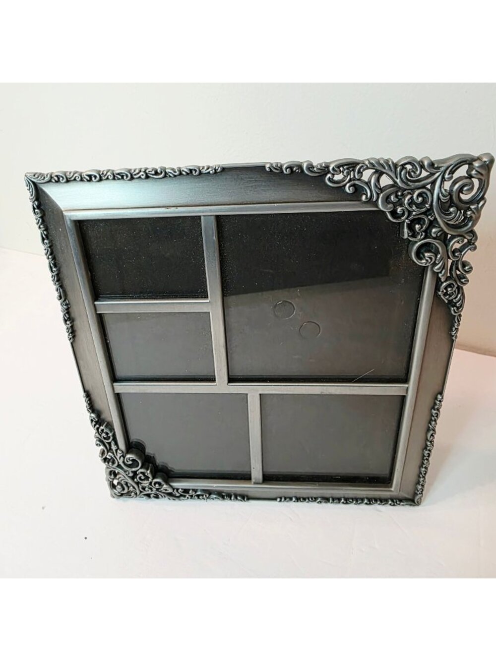 Vtg Silver Tone Pewter Scroll Accents Collage Free Standing Photo Picture Frame